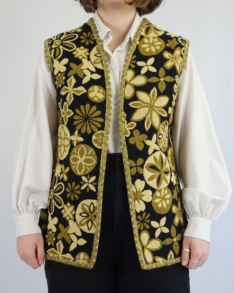 Reversible Woven Flower Power Vest - M/L