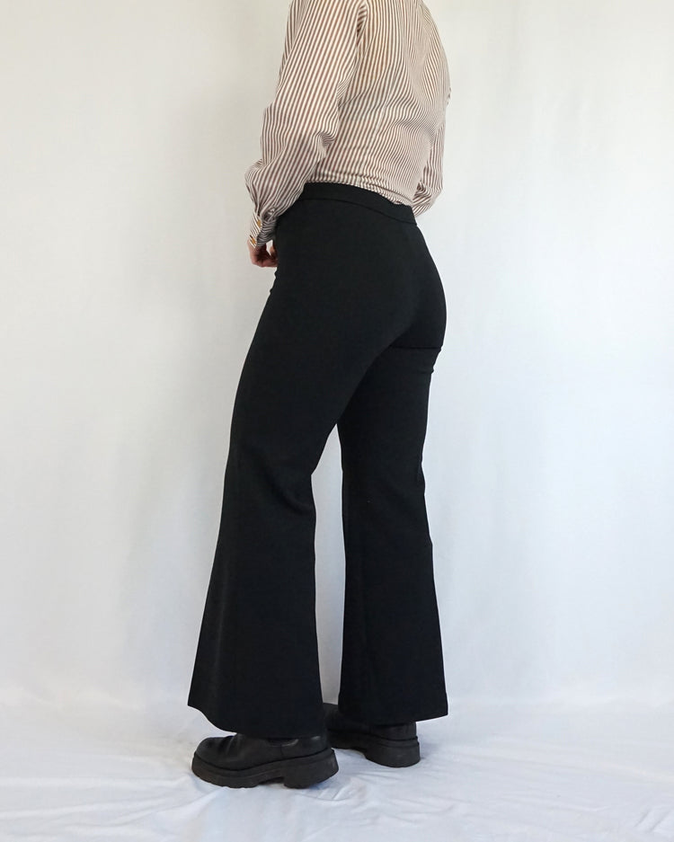 Black 70s Kick Flares - 27"