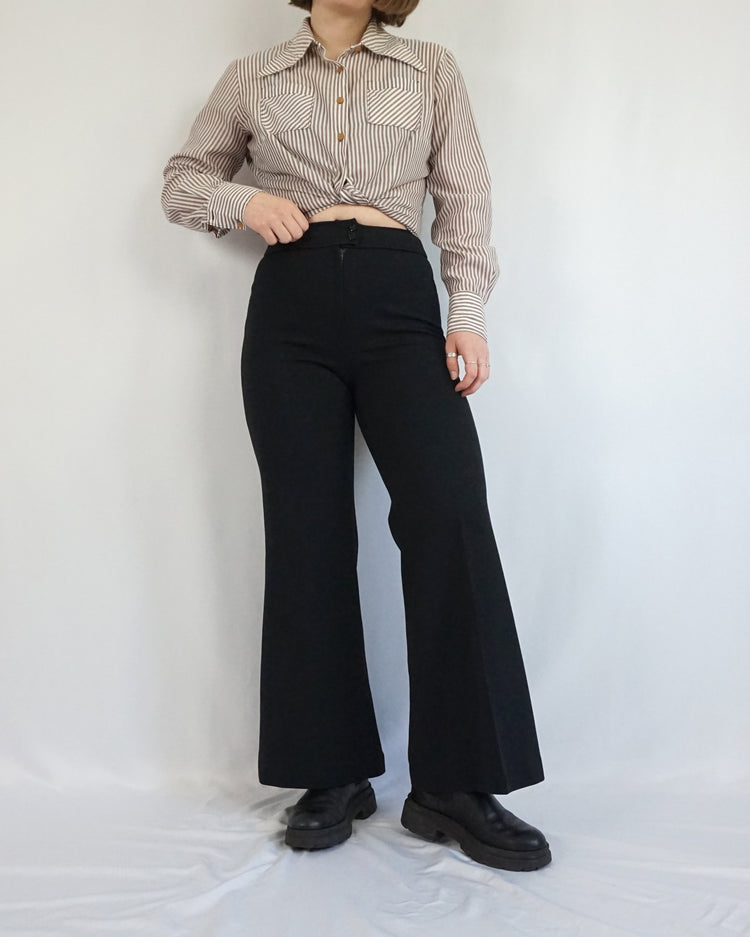 Black 70s Kick Flares - 27"