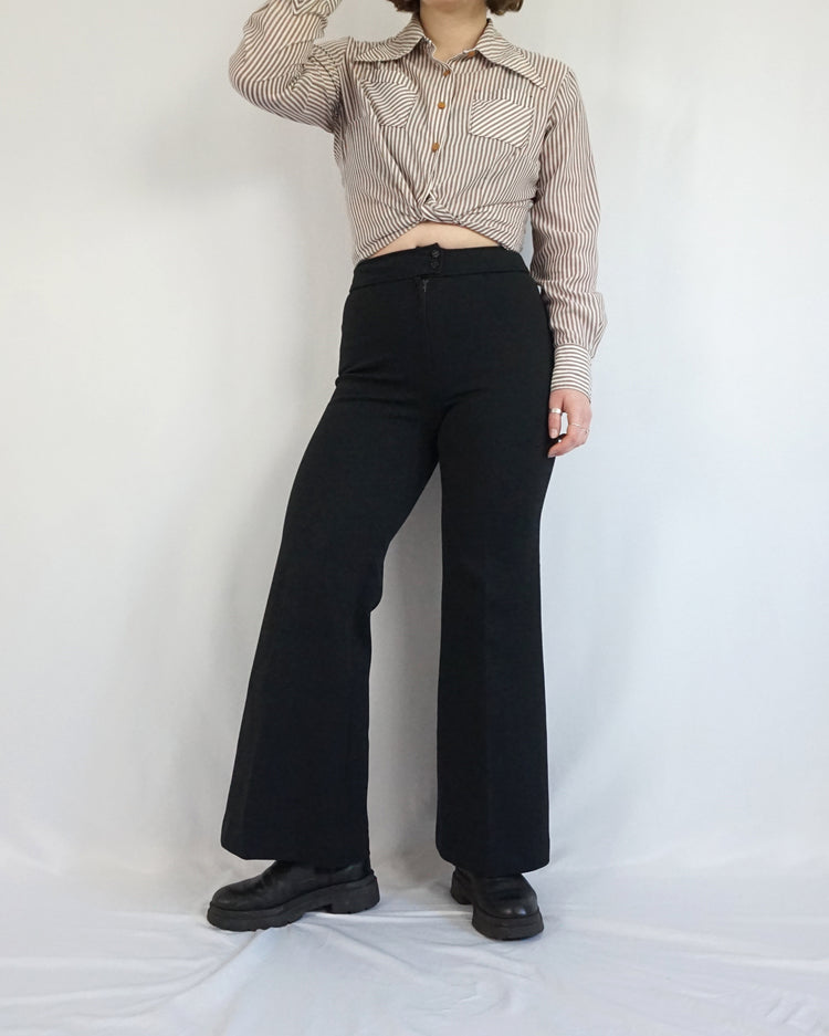 Black 70s Kick Flares - 27"