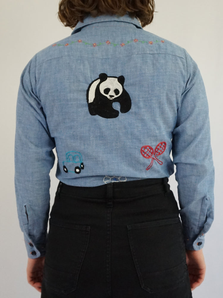 Funky Embroidered Denim Shirt - S