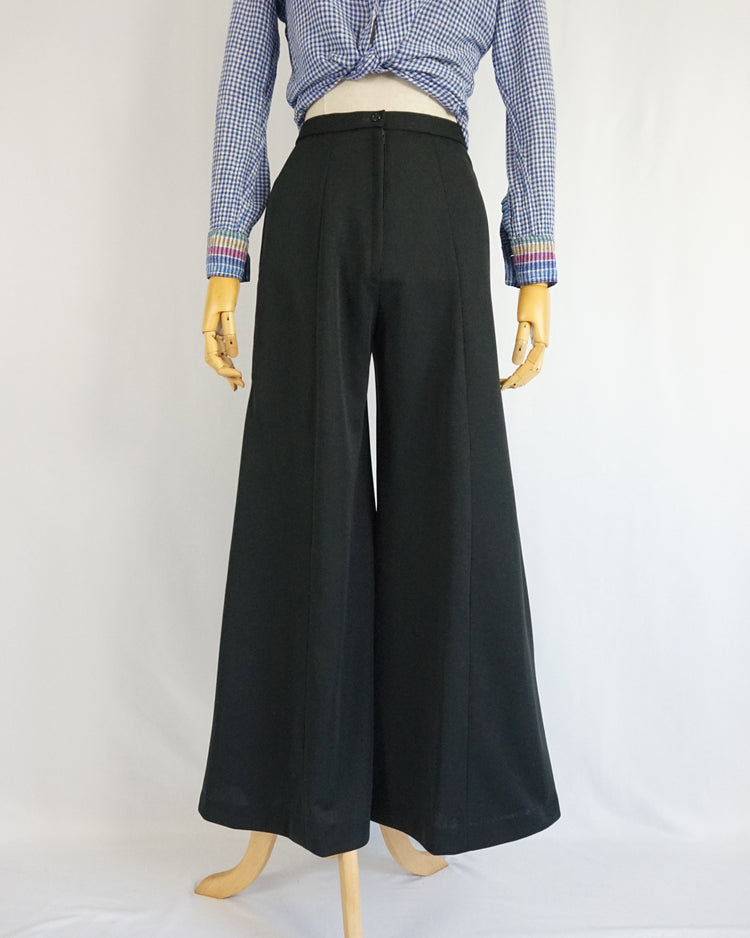 Black 70s Palazzo Flares - 25"