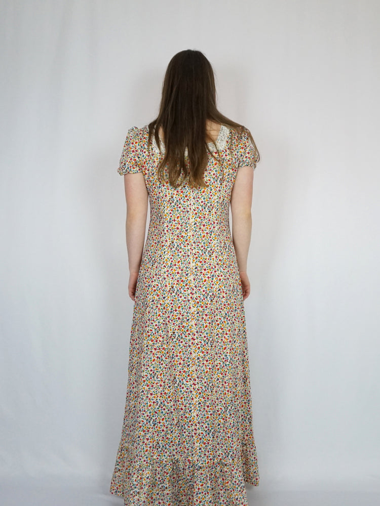 Colourful Ditsy Floral Cotton Maxi - S