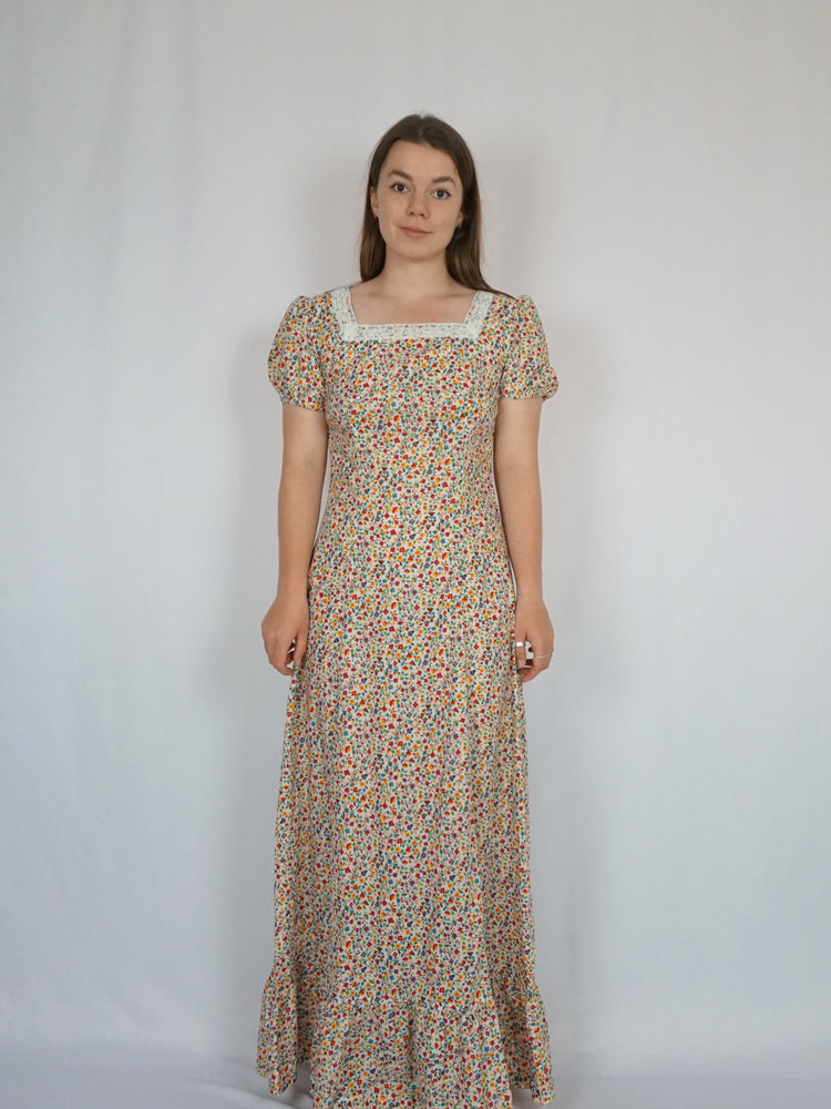 Colourful Ditsy Floral Cotton Maxi - S