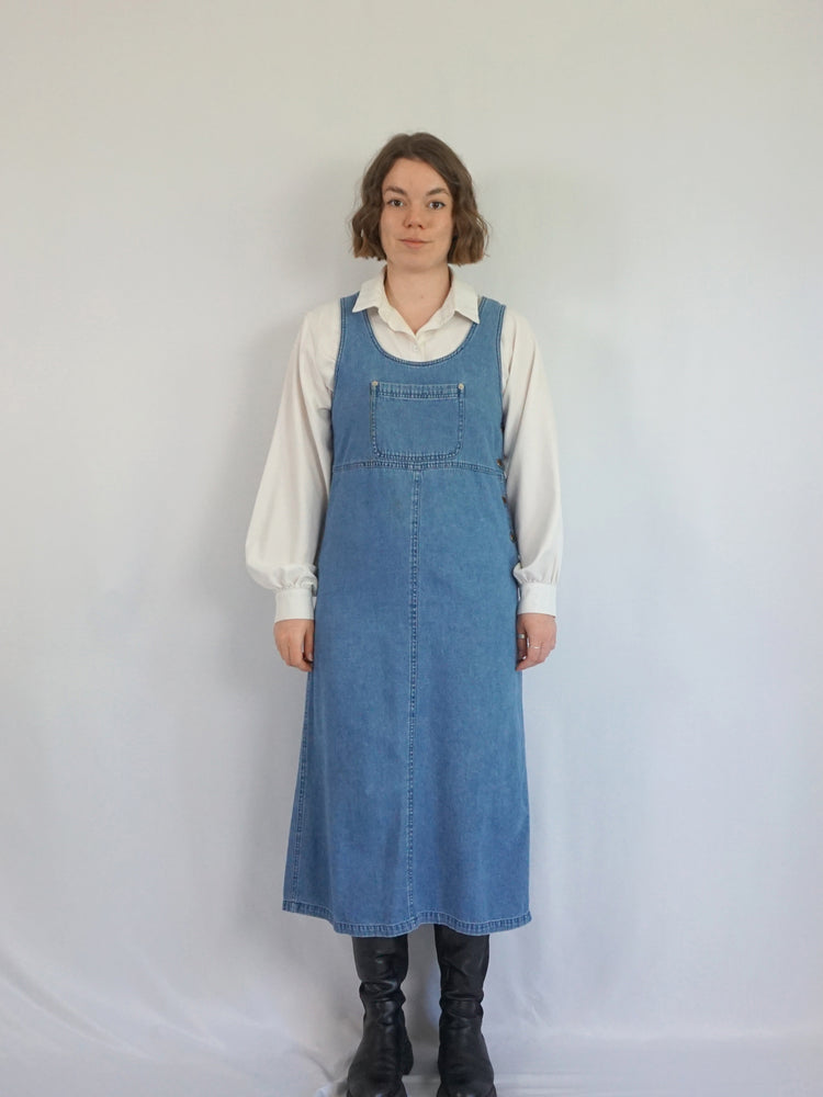 Denim Pocket Midi Dress - S