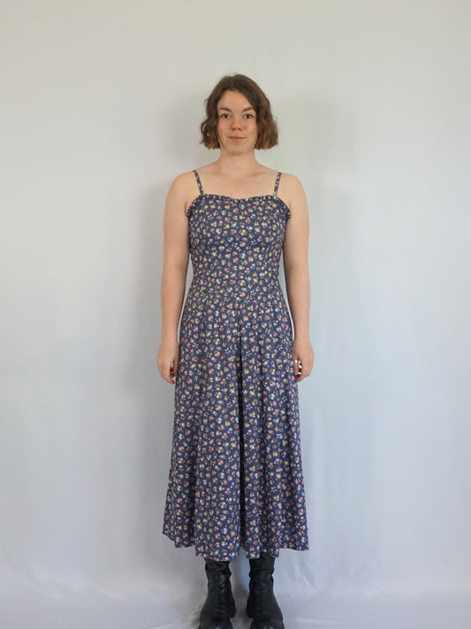 Laura Ashley Cornflower Blue Floral Dress - M