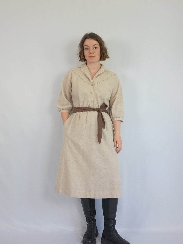 Casual Beige Midi Dress - M