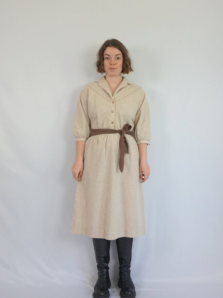 Casual Beige Midi Dress - M