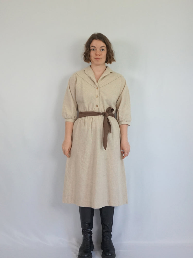 Casual Beige Midi Dress - M