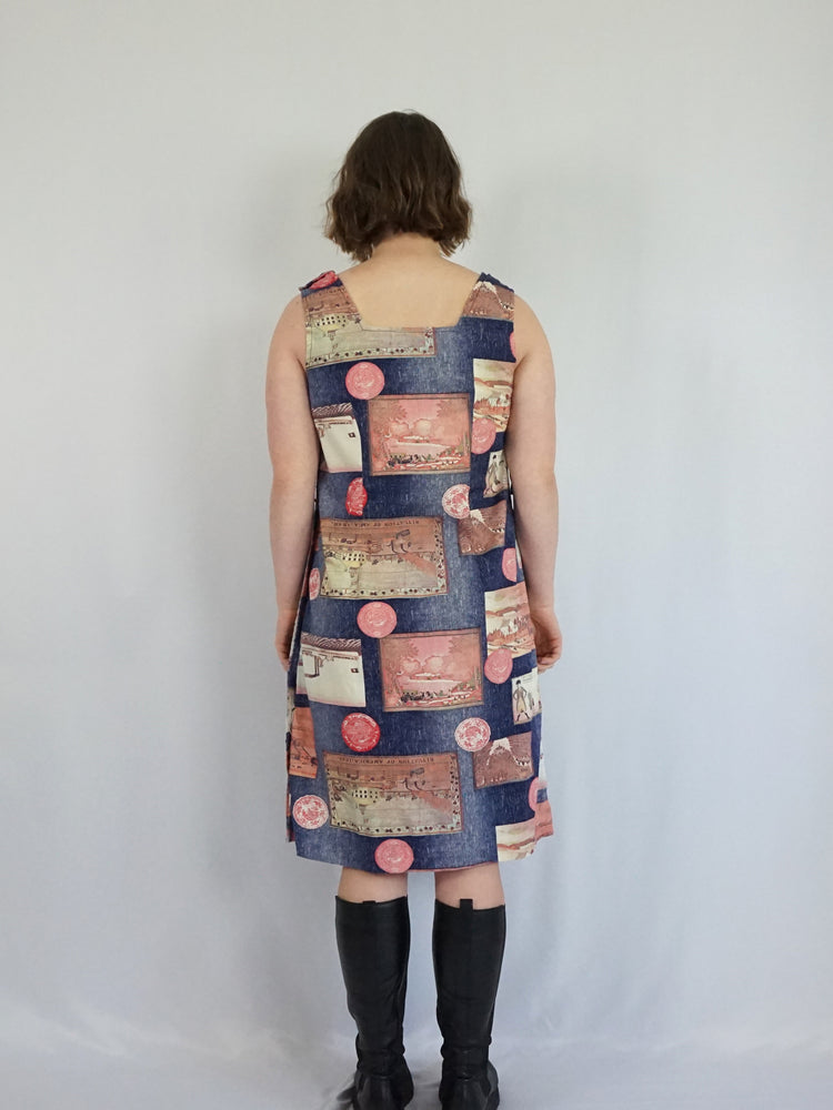 Postcard Print Cotton Dress - S/M