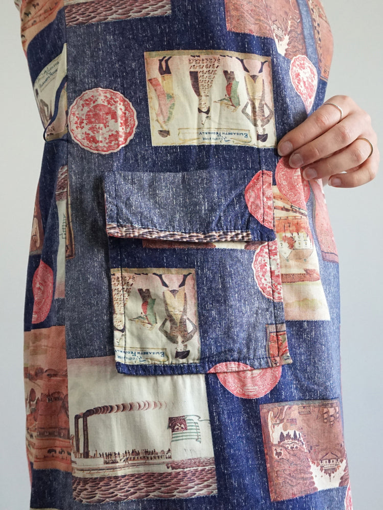 Postcard Print Cotton Dress - S/M