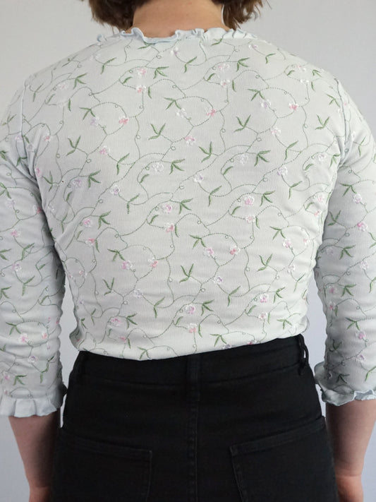 Cotton Floral Embroidered Shirt - S