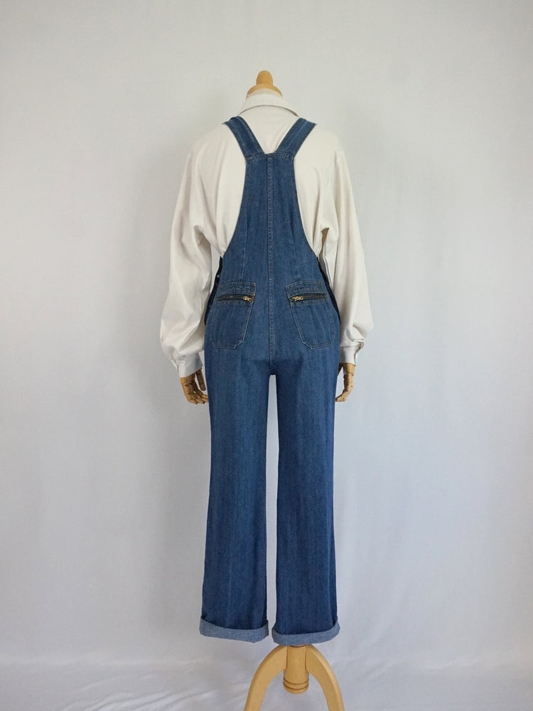 Blue Denim Zip Pockets Dungarees - XS