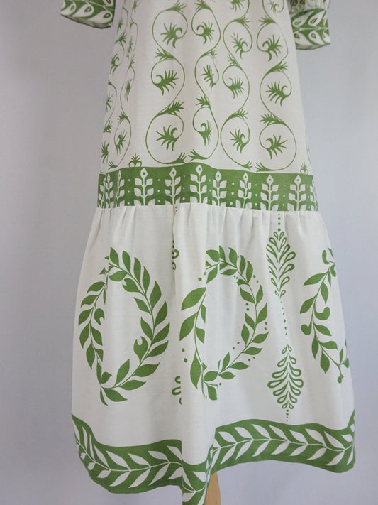 Green Patterned Smock Dress - XS