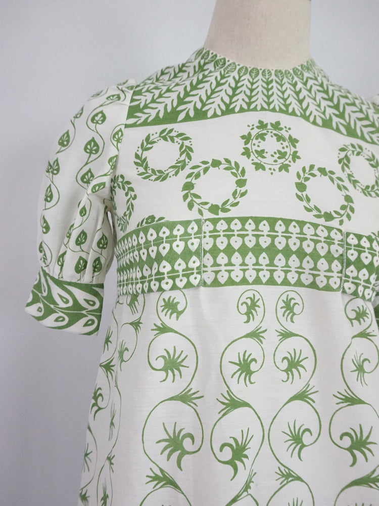 Green Patterned Smock Dress - XS