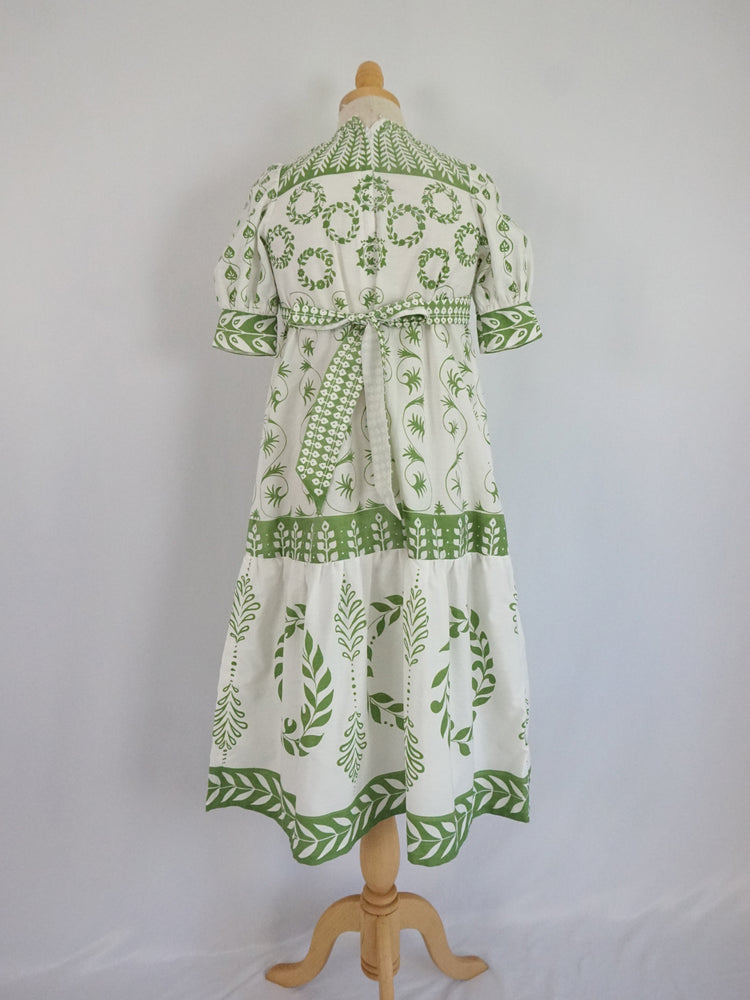 Green Patterned Smock Dress - XS