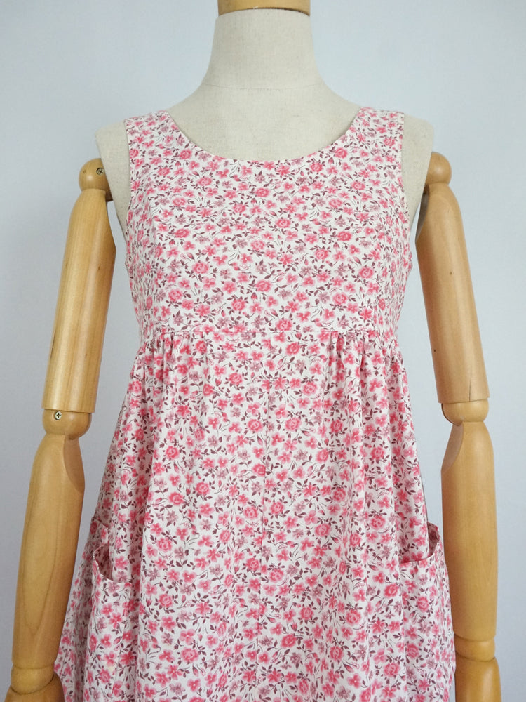 White & Pink Floral Sundress - XS