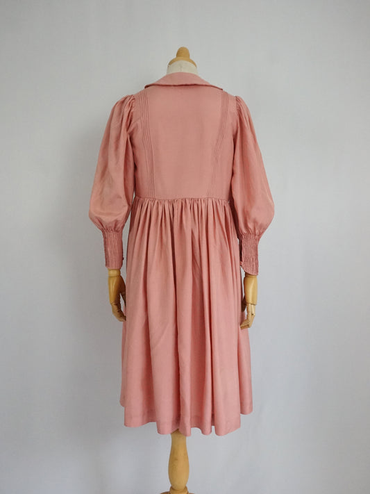 Dusky Pink Puff Sleeve Dress - XS