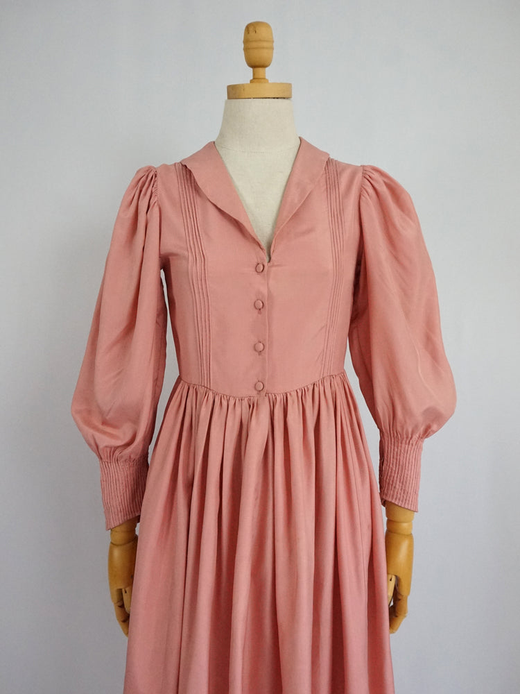 Dusky Pink Puff Sleeve Dress - XS