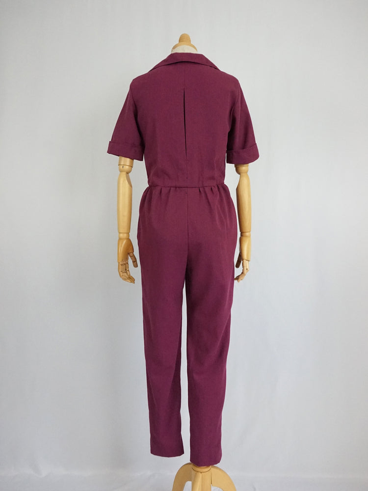 Dark Pink Cotton Jumpsuit - S