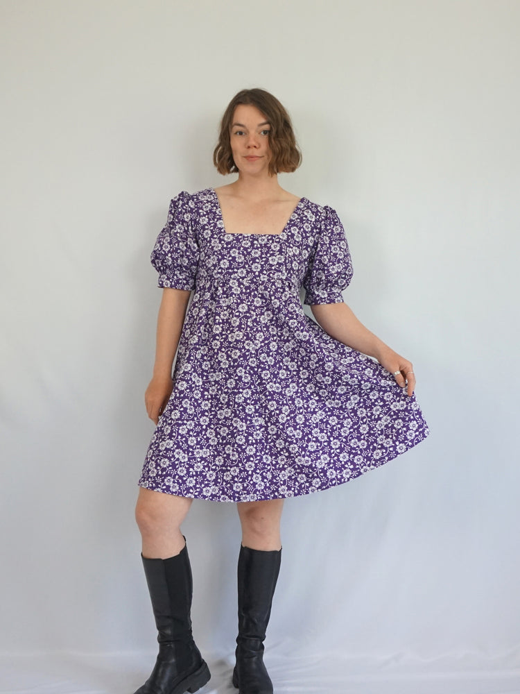 Re-made Purple Skater Dress - M