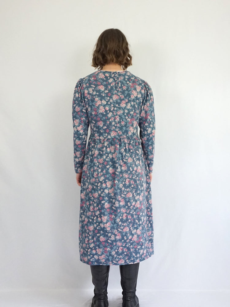 Laura Ashley Blue Floral Casual Dress - M