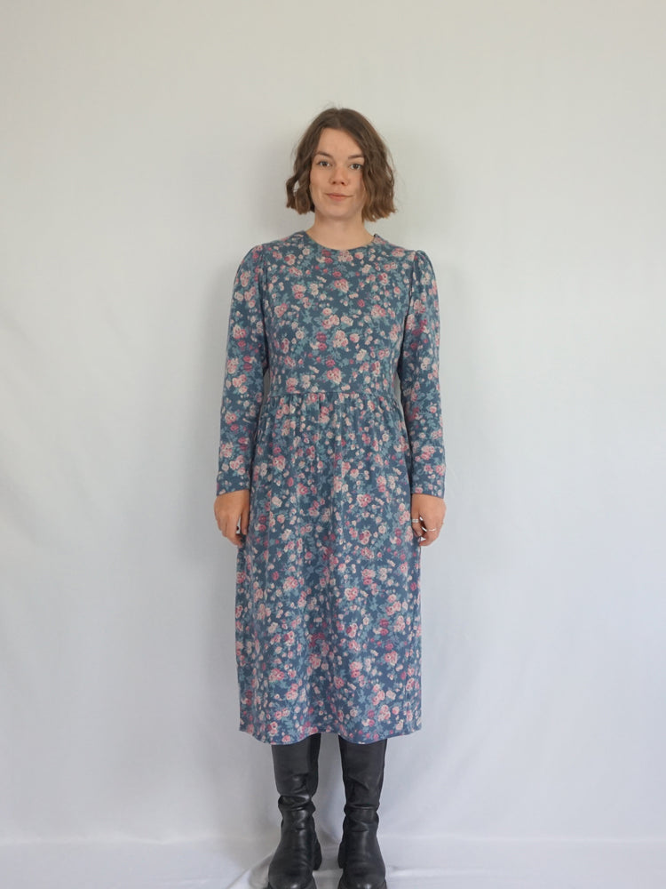 Laura Ashley Blue Floral Casual Dress - M