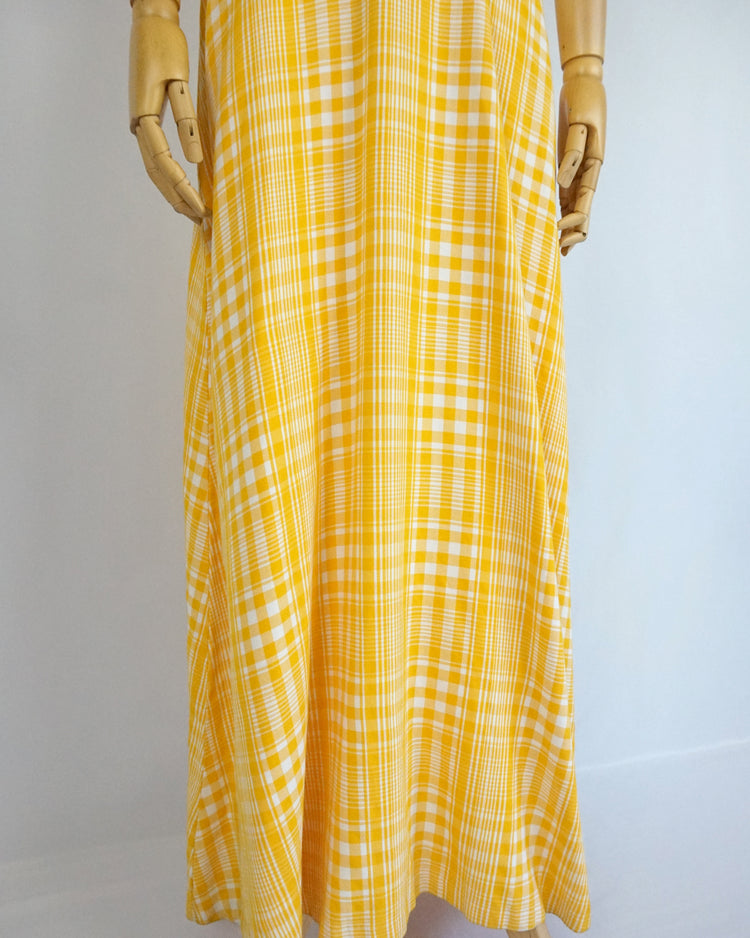 Yellow Checkered Pinafore Dress - XS