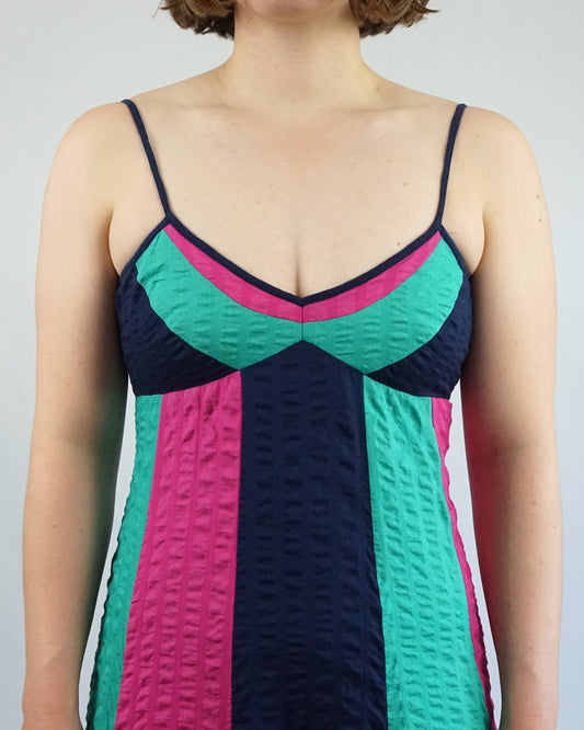 Colourful Striped Cotton Seersucker Dress - S