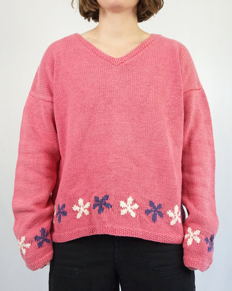 Pink Pachamama Cotton Jumper - L