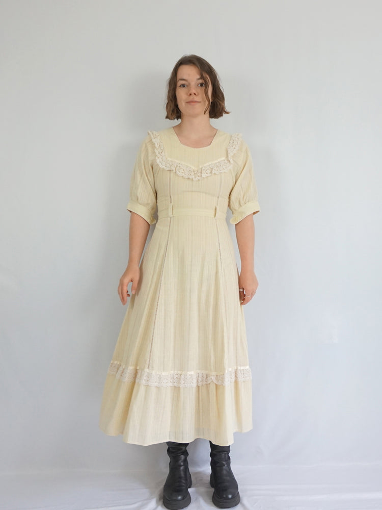 Cotton Crochet Trim Prairie Dress - S