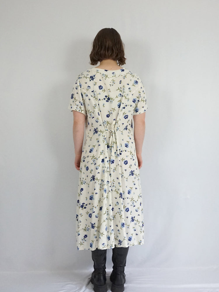 Blue Floral Casual Dress - XL