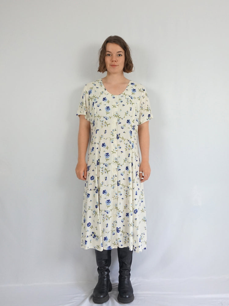 Blue Floral Casual Dress - XL