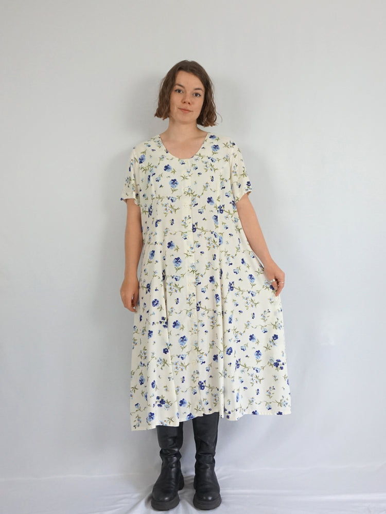 Blue Floral Casual Dress - XL