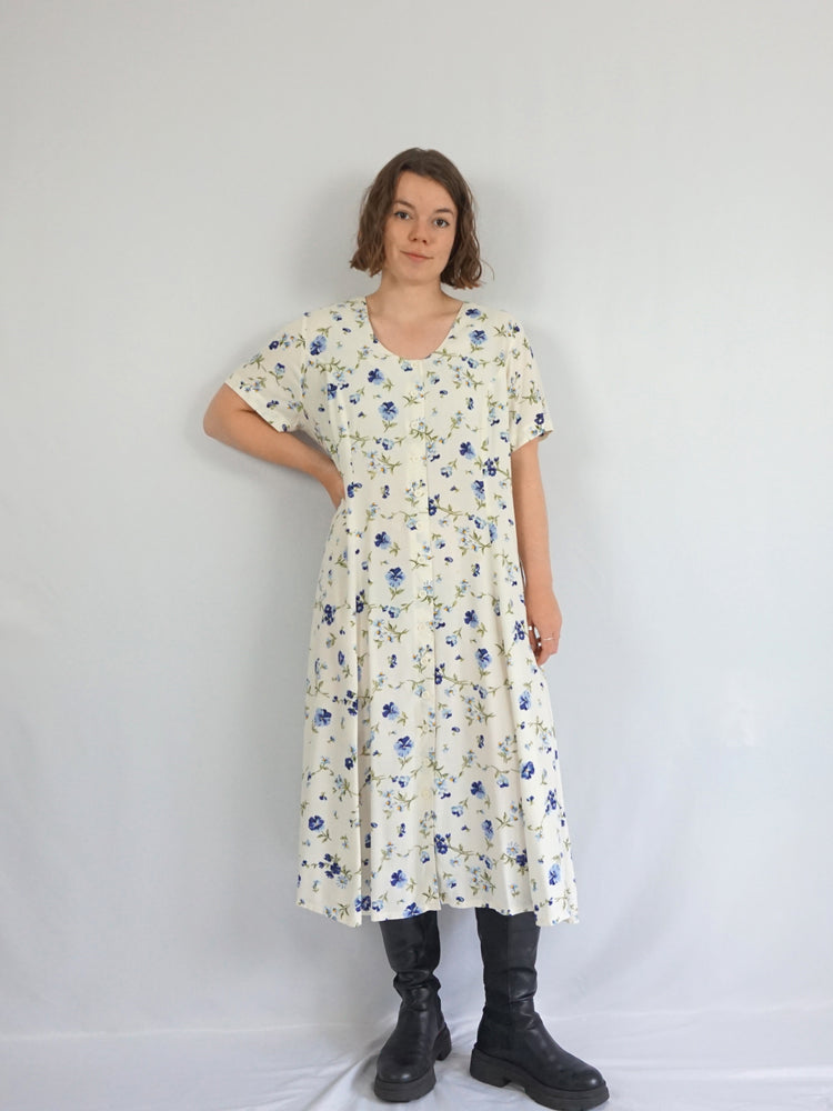 Blue Floral Casual Dress - XL