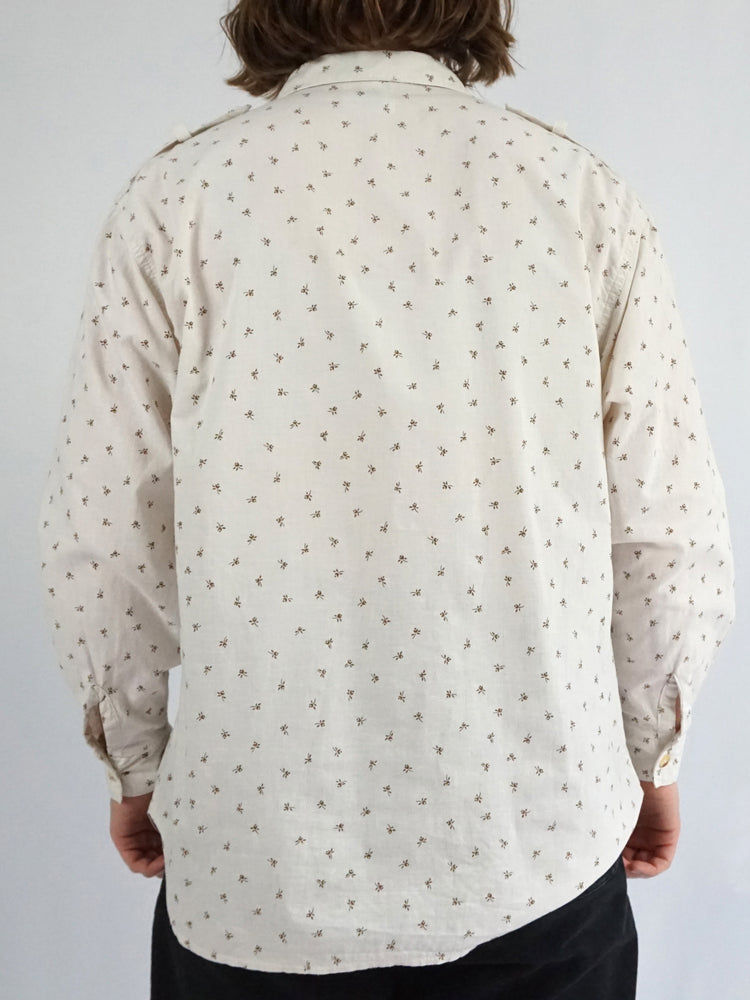 White Cotton Ditsy Floral Shirt - M