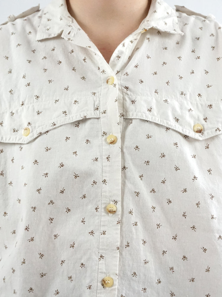 White Cotton Ditsy Floral Shirt - M