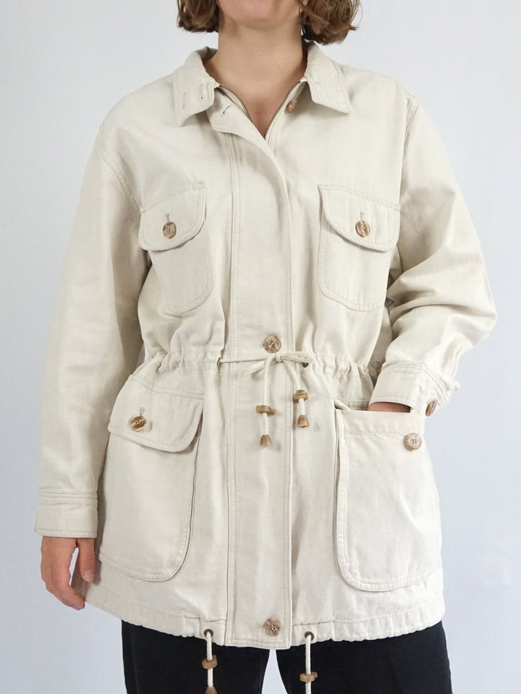 Linen & Cotton Drawstring Jacket - XL