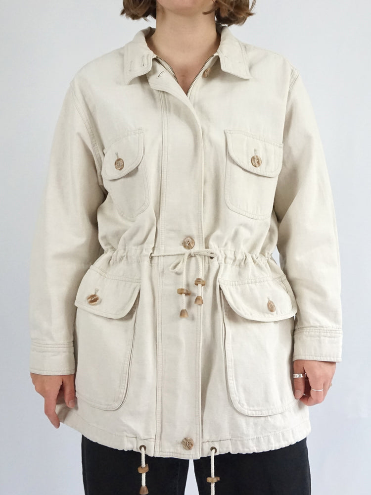 Linen & Cotton Drawstring Jacket - XL