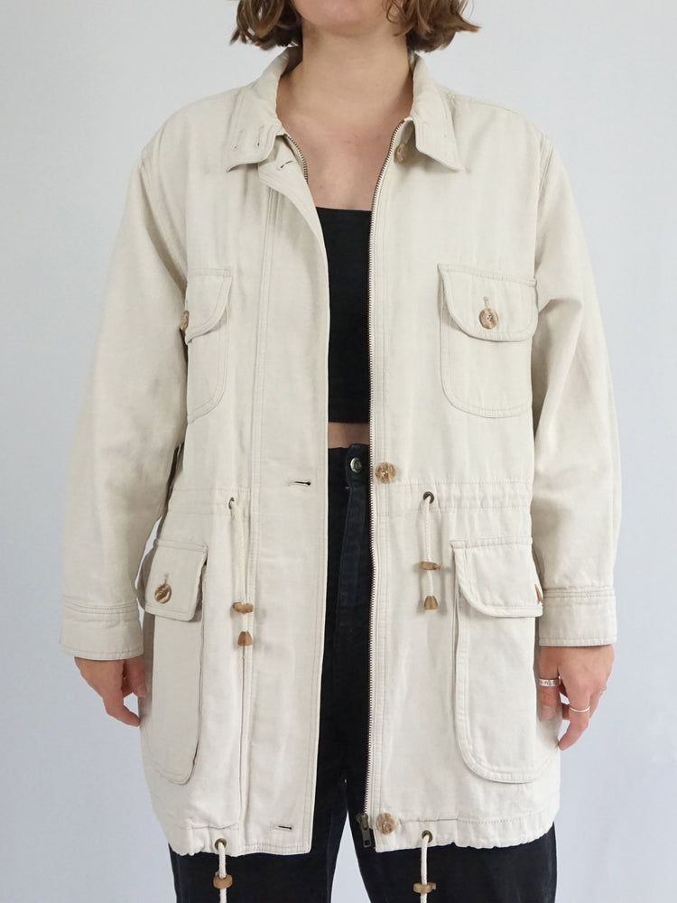 Linen & Cotton Drawstring Jacket - XL