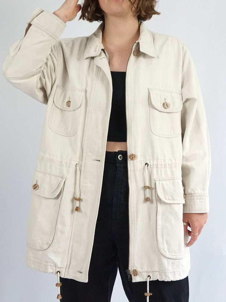 Linen & Cotton Drawstring Jacket - XL