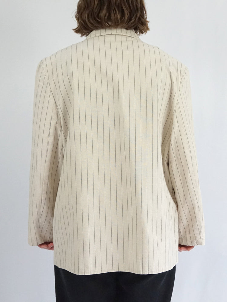 Striped Linen & Cotton Blazer - XXL