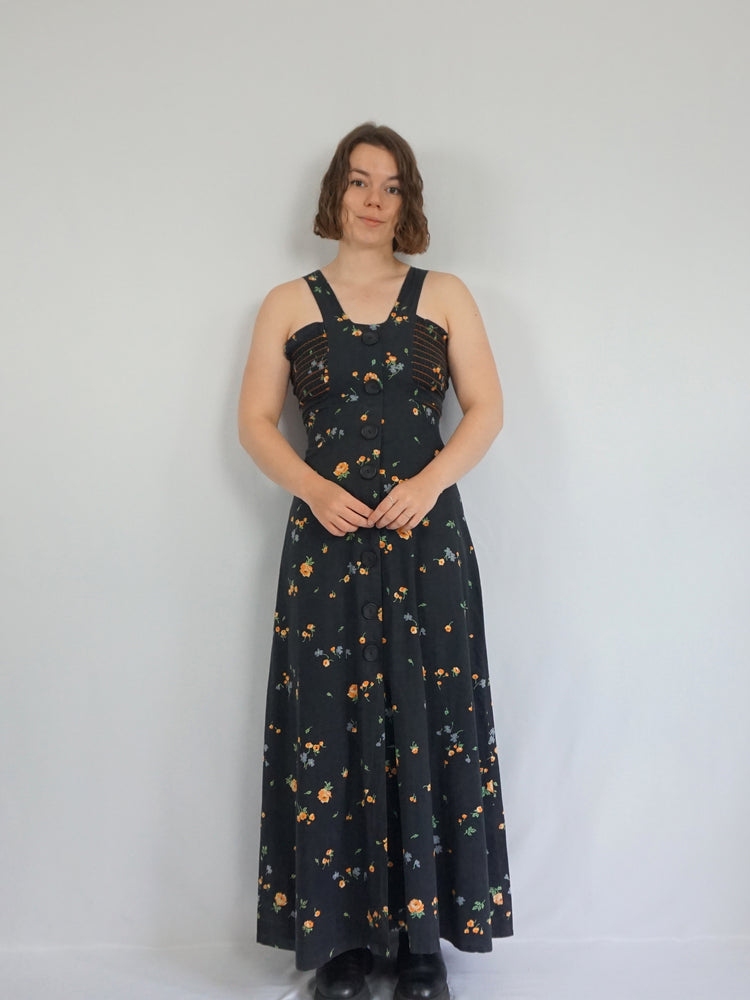 Smocked Button Down Maxi Dress - XS/S