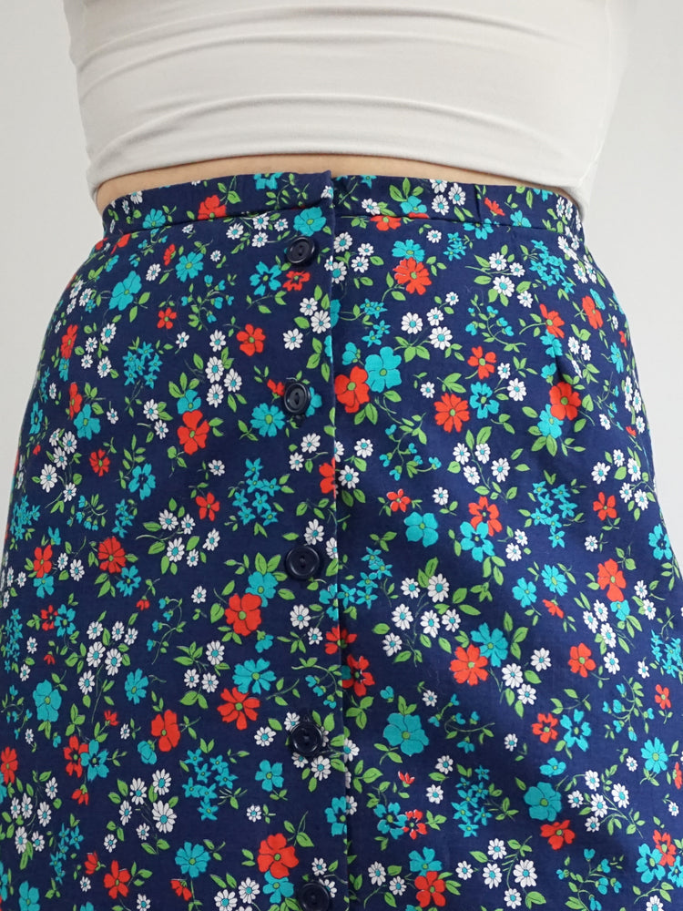 Floral Cotton Mini Skirt - 27"