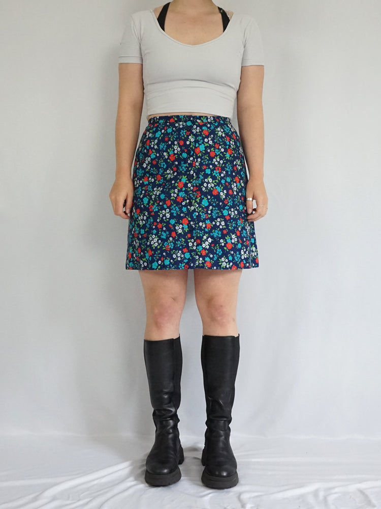 Floral Cotton Mini Skirt - 27"