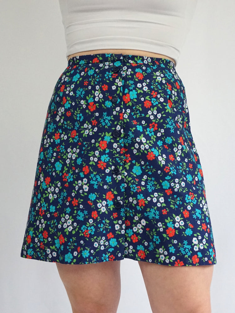 Floral Cotton Mini Skirt - 27"