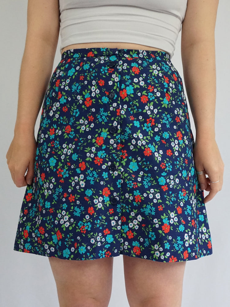 Floral Cotton Mini Skirt - 27"