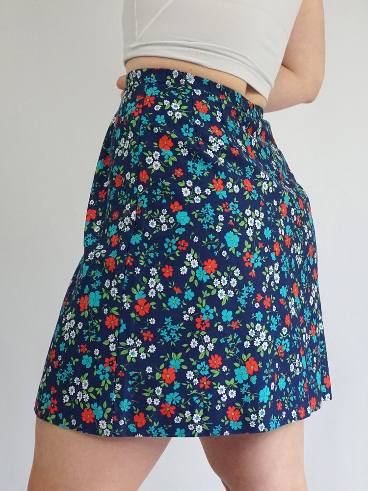 Floral Cotton Mini Skirt - 27"