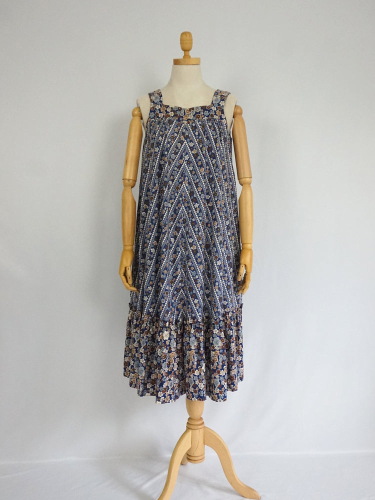 Floral Chevron Cotton Smock Dress - XS/S