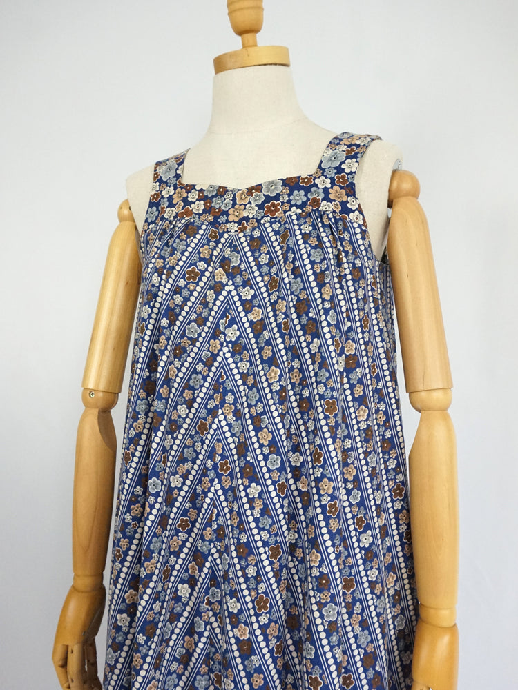 Floral Chevron Cotton Smock Dress - XS/S